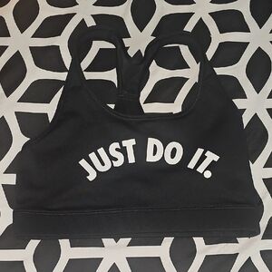 Nike Black Sports Bra with White Text Just Do It